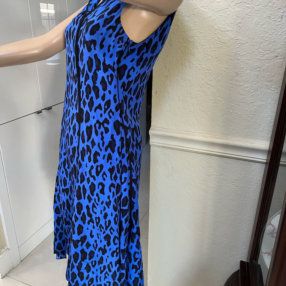 Diane Von Furstenberg Asymmetrical Blue and Black Dress - Picture 3 of 5
